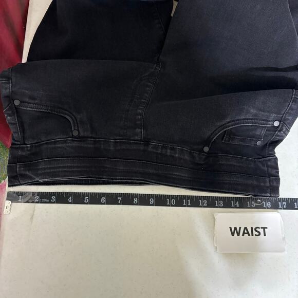d. Jeans Womens Jeans Size 14W  Black Skinny Pull-On Grunge 90s Rocker Andro - Picture 6 of 12